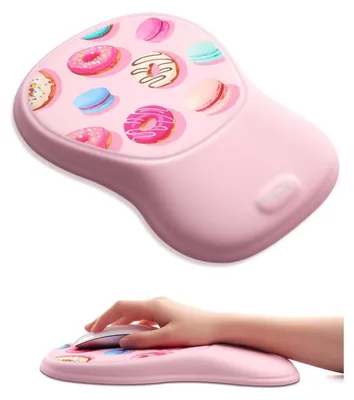 Immagine prodotto di Tappetino per mouse con motivo, dotato di poggiapolsi in gel, colore rosa