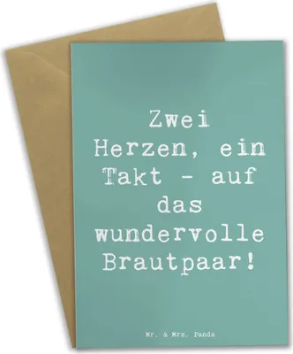 Produktbild von Mr. & Mrs. Panda Grußkarte Spruch Brautpaar Herzen - Meeresbrise - Geschenk, Partnerschaft, ein Takt, Hochzeitskarte, Geburtstagskarte, Hochzeitsplanung, Feier, Liebe