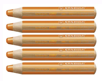 Image de Crayon de couleur, aquarelle & craie de cire - STABILO woody 3 in 1 - jaune-orange