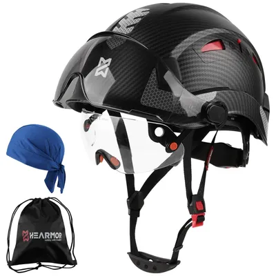 Imagen del producto de Casco de protección ligero, certificado según las normas ANSI Z89.1 y EN397, sistema de sujeción de 6 puntos, transpirable, para uso industrial y de construcción
