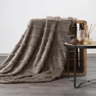 Produktbild von EUROFIRANY | Decke - Kuscheldecke - mit 3D-Streifenstruktur - 150 x 200 cm - beige