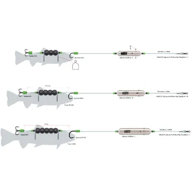 Produktbild von Madcat Adjusta Profi River Rig Deadbait 180cm 1mm - Vorfach, Größe/Tragkraft:Gr. 3/0 + 10/0 / 60g Auftrieb