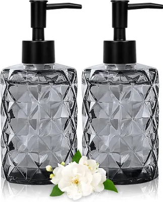 Produktbild von Seifenspender Schwarz, Seifenspender Glas für Badezimmer, Nachfüllbarer Pumpspender für die Küche mit Edelstahltrichter,330 ml Vintage-Soap Dispenser mit Mattschwarzer Pumpe