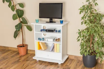 Produktbild von TV-Schrank Massivholz Farbe: Weiß 84x72x44 cm