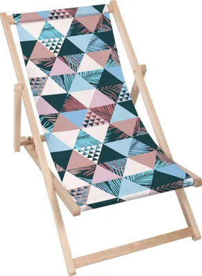 Produktbild von Dreamroots klappbar Holz, bis zu 130 kg, Sonnenliege klappbar mit 3-stufiger Neigungsregulierung der Rückenlehne, Exotic Triangle Pastel