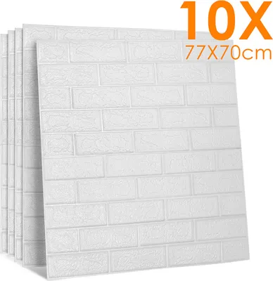 Produktbild von Fiqops 3D tapety na zeď samolepky na zeď 10 ks samolepící - 77x70cm kámen vzhled cihla tapety moderní voděodolné samolepky na zeď pro obývací pokoj, ložnice