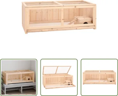Image de The Living Store cage à hamster 104x52x38 cm bois massif sapin