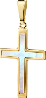 Produktbild von Kreuz Anhänger 8K für DAMEN aus Gold 333 mit Perlmutt-Einlage