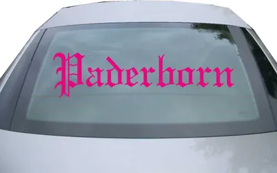 Produktbild von Indigos UG - Aufkleber Heckscheibe & Motorklappe DE6555 - pink - 600x150 mm - Stadt Paderborn - Auto Scheiben Fenster Heckklappe Tuning Racing JDM - Die cut