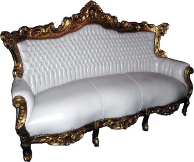 Produktbild von Casa Padrino Barock Sofa Master Weiß / Gold, Breite 210 cm, Höhe 135 cm, Tiefe 90 cm