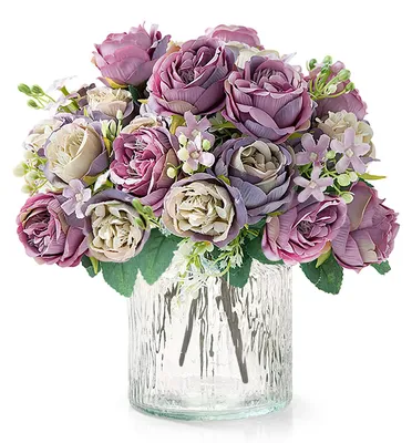 Kunstpäonien 4er-Pack, Seidenblumen, Rosa-Lila, 30 cm