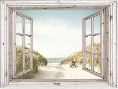 Produktbild von MuchoWow® 120x90 cm Outdoor-Poster Gartendeko Sichtschutz Garten Poster für den Garten  Aussicht - Strand - Meer
