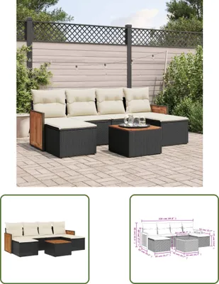 Produktbild von The Living Store 7-tlg. Garten-Sofagarnitur mit Kissen Schwarz Poly Rattan