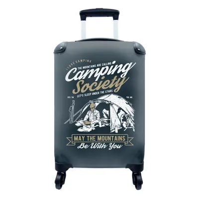 Produktbild von MuchoWow® Koffer Handgepäck Trolley Rollkoffer Kleine Reisekoffer mit 4 Rollen - Camping - Zelt - Sprichwörter - Vintage - Cabin Size < 55x40x23 cm & 55x40x20 cm - Fotokoffer - Kabinenkoffer - Boardgepäck - Reise-Box - Reisekoffer - Reisegepäck - Koffer mit Bild - Trolley für Kinder