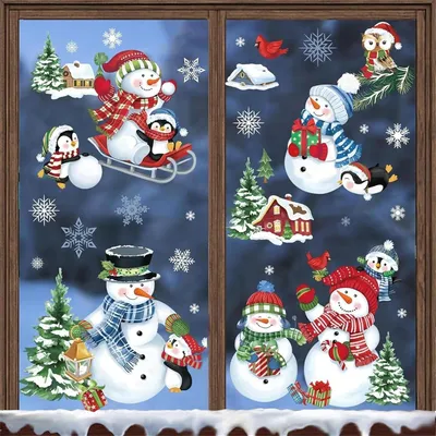 Produktbild von Wandtattoo Schneemann und Pinguin für Weihnachten und Winter