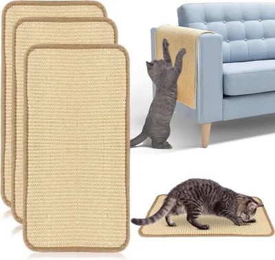 Produktbild von Kratzmatte Katze 3 Stš¹ck Sisal Kratzbrett Selbstklebend 50x25cm