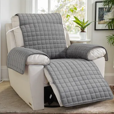 Produktbild von （Dunkelgrau）Sesselschoner Rutschfester Sesselbezug Flanell Sesselüberwürf SofaSchutzhülle Gesteppte Möbelbezüge Waschbar