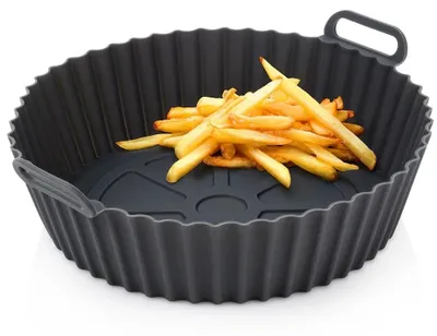 Obrázok produktu pre Silikónová vložka do fritézy s cirkuláciou horúceho vzduchu – bez tuku – 20 cm – sivá
