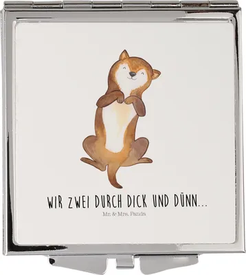 Produktbild von Mr. & Mrs. Panda Kosmetikspiegel Hund Streicheln - Weiß - Geschenk, Hunde, Schminkspiegel klappbar, Hundewelpe, Sprüche, Klappspiegel, Handspiegel, Süß, Kleiner Spiegel