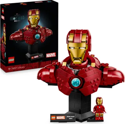 Produktbild von LEGO ǀ Marvel Iron Man MK4 Büste - Spielzeug für Erwachsene zum Ausstellen mit Tony Stark Minifigur, mit einziehbaren Kanonen und einem drehbaren Kopf - Sammlerstück & Geschenkidee für Fans - 76327