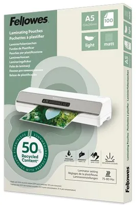 Produktbild von Fellowes Laminierhüllen A5 Matt Thermodruck 100 Stück