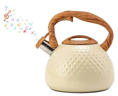 Produktbild von Edelstahl-Teekanne, 3 Liter, mit Pfeifchen und hitzebeständigem Griff