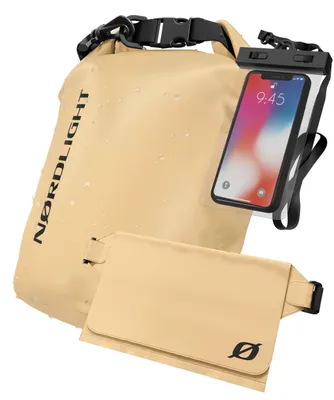 Produktbild von Trockentasche wasserdicht mit Telefonschutz und Hüfttasche, 10L, beige, für Outdoor-Aktivitäten