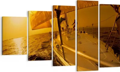 Produktbild von Bild auf Leinwand - Leinwandbild - Ozean Segelboot Yacht - 100x60cm - Wand Bild - Wanddeko - Leinwanddruck - Bilder - Kunstdruck - Wanddekoration - Leinwand bilder - Wandkunst - EG100x60-0322