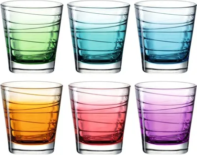Produktbild von Leonardo Trinkglas Vario Struttura 6 Stück sortiert Farbverlauf, Becher, Wassergläser, Kalk-Natron Glas, mehrfarbig, 250 ml, 026844