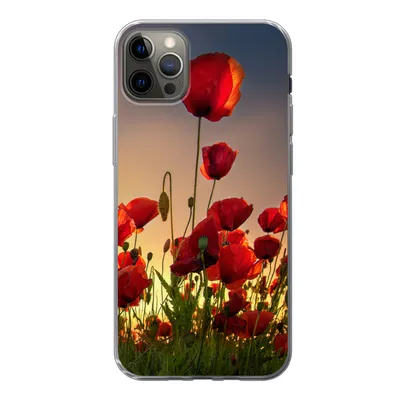 Produktbild von MuchoWow® Handyhülle Schutzhülle Hülle für iPhone 13 Pro Max Bunter Himmel über einem Mohnblumenfeld in Dänemark Silikon Softcase Handy Hülle - Mobiltelefon