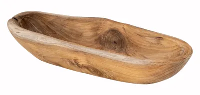 Produktbild von Teakholz Schale ca. L39cm Massiv Holz Obstschale Schüssel Holzschale Dekoschale Tischdeko Holzdeko Unikat