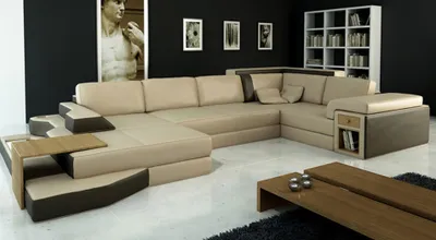 Produktbild von Design Sofa U Form Leder Wohnlandschaft Couch Polster Sitz Ecksofa Garnitur neu