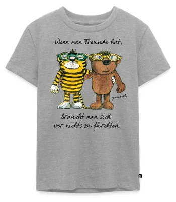 Produktbild von Spreadshirt Janosch Tiger Und Bär Wenn Man Freunde Hat Zitat Kinder Premium T-Shirt, 122/128 (6 Jahre), Grau meliert