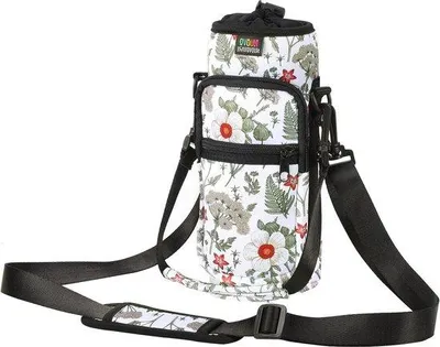 Obrázek produktu pro Bílý neoprenový držák na láhev s vodou, nastavitelný, 2 kapsy