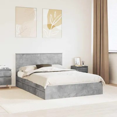 Zdjęcie produktu dla Maison Exclusive - Łóżko z pojemnikiem na pościel, kolor betonowy, 150 x 200 cm, płyta wiórowa