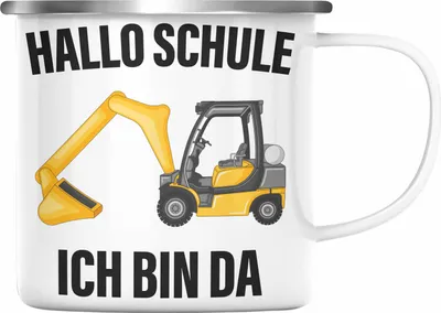 Produktbild von Trendation - Einschulung Junge Geschenk für Schultüte Füllung Emaille Tasse Schulstart 1. Schultag Schuleinführung Schulanfang Geschenkidee Schulkind Jungs (Silber)