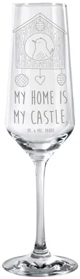 Produktbild von Mr. & Mrs. Panda Proseccoglas Vogel Haus - Transparent - Geschenk, Sektkelch, Wohnung, Familie, Kelchglas, Glas, Champagnerglas, Sektglas mit Gravur, Castle, Zuhause