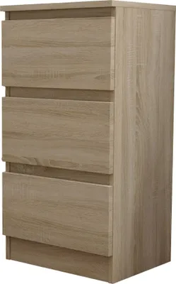 Produktbild von Masseno Kommode ALLEGRA 40 cm Sideboard mit 3 Schubladen für Wohnzimmer Schlafzimmer Modern 40x33x72 cm Sonoma Eiche / Sonoma Eiche