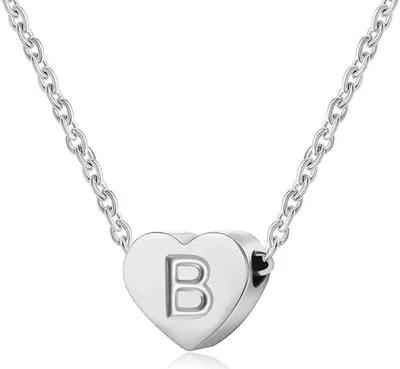 Produktbild von Silber Damen Halskette mit Buchstabenherz Anhänger - Initialschmuck - Geburtstagsgeschenk