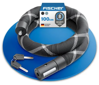 Produktbild von FISCHER Kettenschloss PROTEC SILENCE - 100 cm, Sicherheitslevel 8 - Spezialstahl mit Reflexstreifen