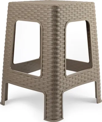 Produktbild von Plasticforte Rattan Tritt-/Hocker - Kunststoff - taupe