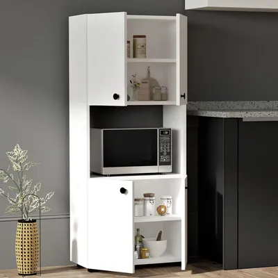 Immagine prodotto di Sestu - Credenza, 60x31x140h cm Bianco, 2 Ripiani
