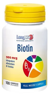 Imagen del producto de Biotina Longlife, 900 Mcg, 100 Comprimidos