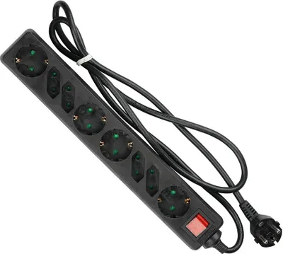 Obrázok produktu pre Adaptéry a zásuvky V-TAC - 8-cestná predlžovacia zásuvka - IP20 - čierna - 1,5 m kábel