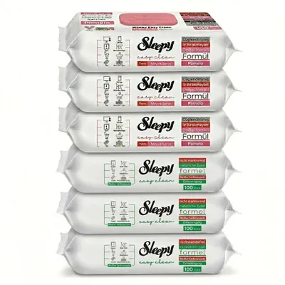 Produktbild von Sleepy Easy Clean Oberflächenreinigungstücher – 3x100 Pomelo + 3x100 White Soap | streifenfrei sauber