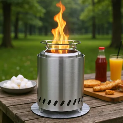 Immagine prodotto di Cesto per il fuoco da tavolo, senza fumo, 18 cm, portatile, ideale per terrazza