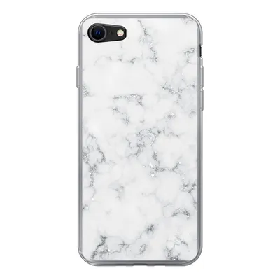 Produktbild von MuchoWow® Handyhülle Schutzhülle Hülle für iPhone 8 Marmor - Weiß - Silber - Glitter - Marmoroptik - Chic Silikon Softcase Handy Hülle - Schutzhaube