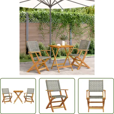 Obrázek produktu pro The Living Store 3-tlg. Bistro-Set Grau Poly Rattan und Massivholz
