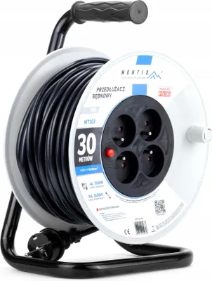 Zdjęcie produktu dla Przedłużacz Bębnowy 30M 3X1,5 Na Bębnie 3680W Ip20
