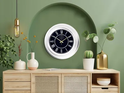 Produktbild von Opviq, A80818 - Byz18Gld, Dekorative Wanduhr, Weiß, 100 % KUNSTSTOFF, 45 x 45 cm